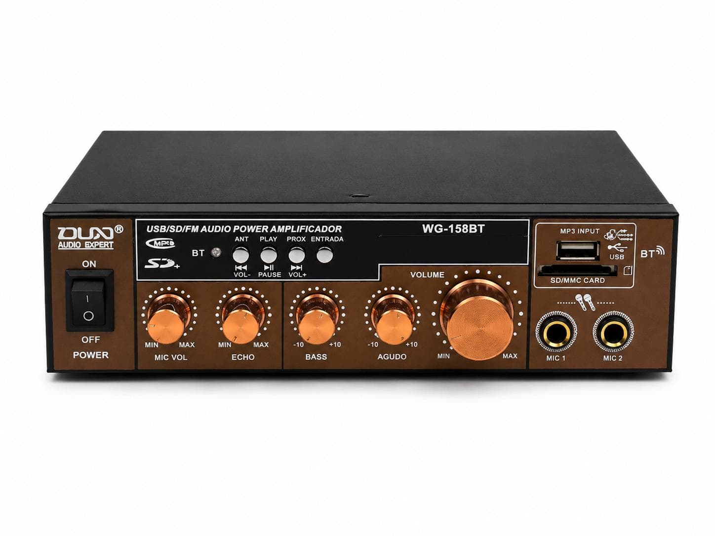 Amplificator Mini WVNGR WG-158BT – Karaoke, Bluetooth, USB/SD/FM, 2 Microfoane